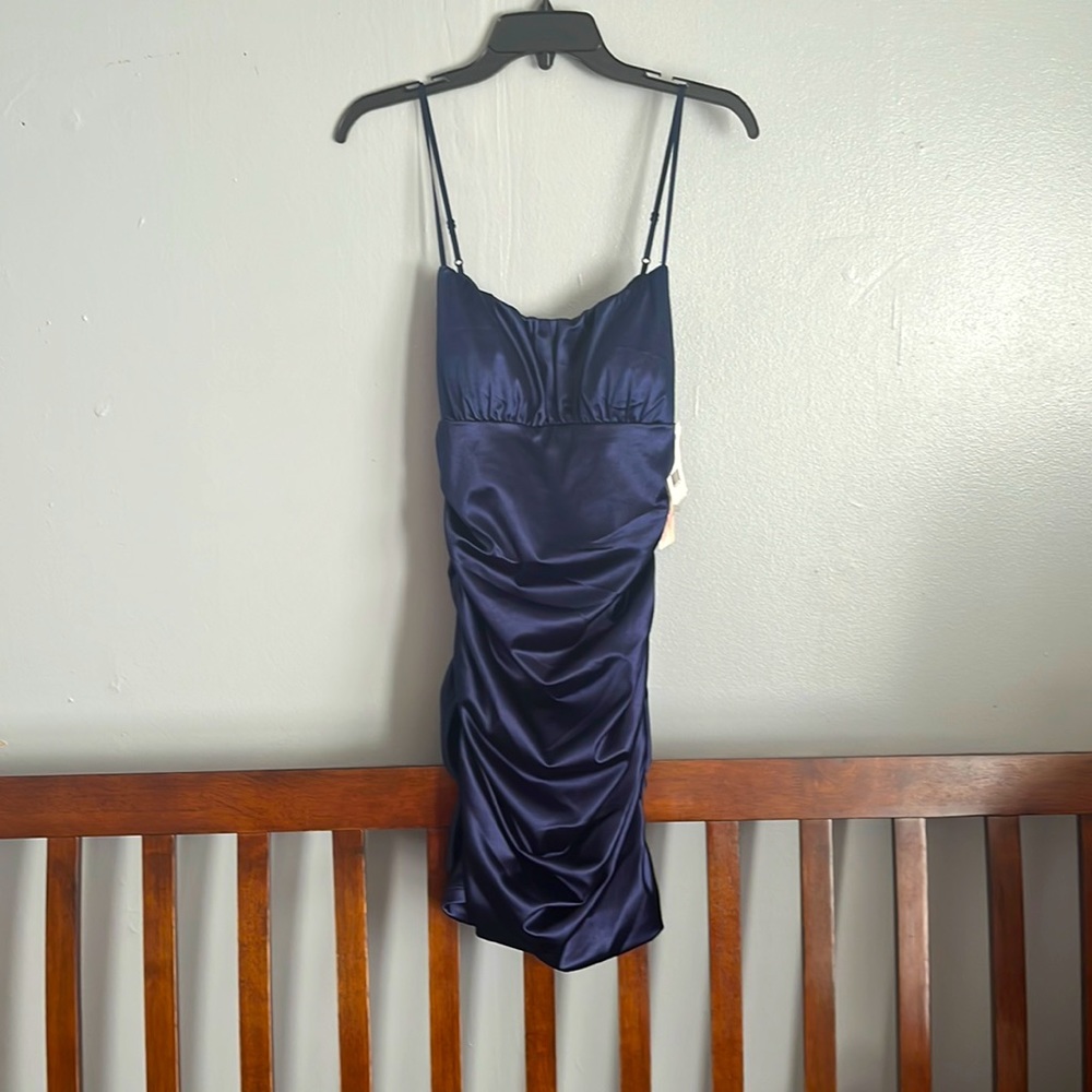 Dark blue satan dress never worn